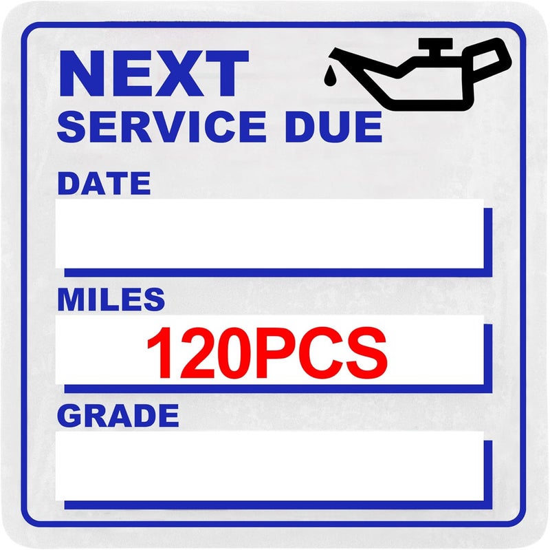 GUEER for Oil Change Sticker Static Cling, Clear Stickers 120 Pcs 2”x 2” Next Service Due Sticker for Windshield, Easy to Peel with No Residue for Car Auto Vehicle Window (Blue) - Image 1
